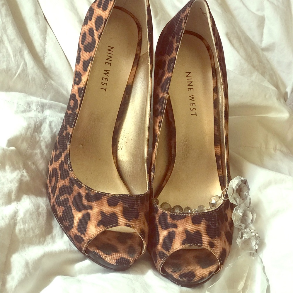 Nine West Leopard Peep Toe 4” Heels